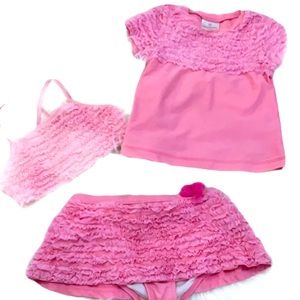 3 pc Hanna Andersson ruffle tankini & rash guard